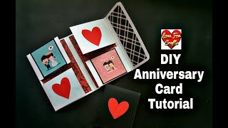 How to Make Anniversary Card  DIY Anniversary Greeting Card  DIY Paper Craft [upl. by Mehalick]