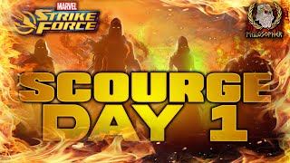 Day 1 in the Scourge Event  My Guide in Action  Marvel Strike Force  MSF [upl. by Ahseiat]