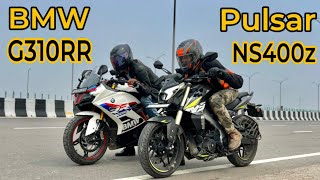 Pulsar NS 400z vs BMW G310RR  Drag Race  TopEnd Test  shocking result  BMW Power kra li bejjati [upl. by Attej]