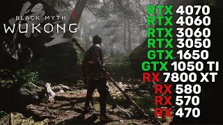 10 GPUs  Black Myth Wukong  RX 7800 XT RX 580 RX 570 RX 470 RTX 4070 RTX 4060 RTX 3060 [upl. by Giza]