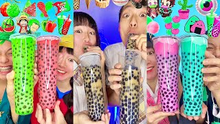 Rainbow Boba Emoji Food Challenge ASMR Compilation Bubble tea🥵 devil fruit Part2 [upl. by Josephine]