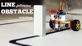 How to Make a Line Following Plus Obstacle Avoiding Robot Using Arduino  Arduino NANO Projects [upl. by Dulsea]