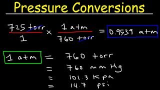 Gas Pressure Unit Conversions  torr to atm psi to atm atm to mm Hg kpa to mm Hg psi to torr [upl. by Serafina]