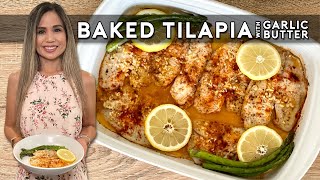 BAKED TILAPIA WITH GARLIC BUTTER  Easy Baked Tilapia Recipe [upl. by Adnot978]