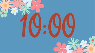 10 Minute Cute Spring Flower Classroom Timer No Music Fun Synth Alarm at End [upl. by Nahtaneoj]