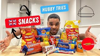 MY AMERICAN HUSBAND TRIES BRITISH SNACKS FOR THE FIRST TIME [upl. by Eimas193]