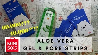 BAHASA MINISO ALOE VERA MASK DAN PORE STRIPS [upl. by Laurin]