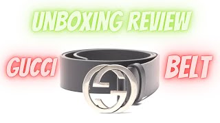 GUCCI LEATHER BELT WITH INTERLOCKING G UNBOXING REVIEW [upl. by Annoiek]