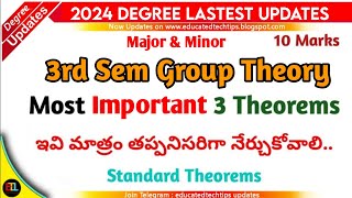 3rd sem Maths Group Theory Most Important 3 Theorems 10 marks important questions 2024 DegreeExams [upl. by Laurita388]