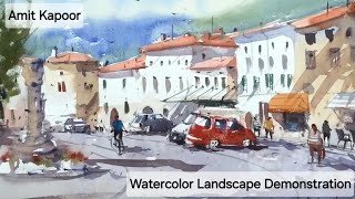 Amit Kapoor Watercolor Landscape Demonstraiton in Slovenia  IWS Slovenia amp EPC Art Course [upl. by Ahsikit]