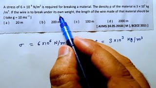 Physics  Class 11  Pyq mechanical properties of solids A stress of 6 × 106 Nm2 is  Neet  Jee [upl. by Valley]