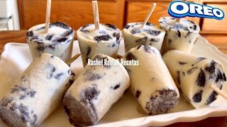 PALETAS HELADAS CREMOSAS DE GALLETAS OREO RIQUÍSIMAS 😋 [upl. by Fremont]