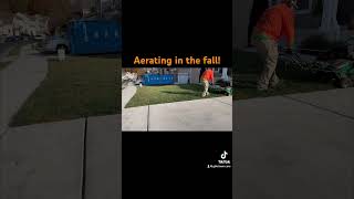 Aerating in the fall lawn lawncare landscape smallbusiness hardwork work [upl. by Alastair319]