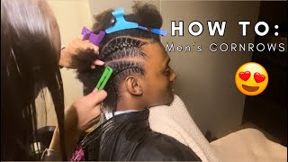 HOW TO Men’s CORNROW Braids  watch me style [upl. by Athal887]