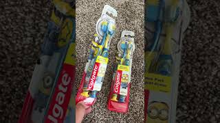 Colgate Kids  Minions Extra Soft Toothbrush with Suction Cup 2 Pack  Product Review [upl. by Aurelea528]