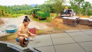 Full video Floor Construction Dry Concrete Strip And Flower Tile Floor Building My Farm [upl. by Riek503]