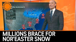 Millions Brace for Noreaster Snow  AccuWeather [upl. by Sioled671]