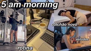 5 am morning routine  produtividade colchão Emma estudo rotina ✨💌🧘🏻‍♀️ [upl. by Neryt]