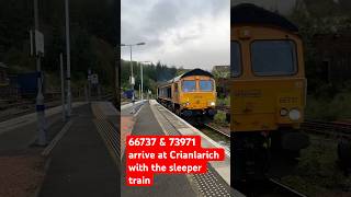 SLEEPER TRAIN Arrives at Crianlarich with 66737 amp 73971 [upl. by Mercer]