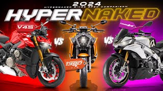 The Ultimate Hypernaked Showdown ┃ Streetfighter V4S vs Superduke 1390 R Evo vs Tuono V4 Factory [upl. by Nnaaihtnyc]