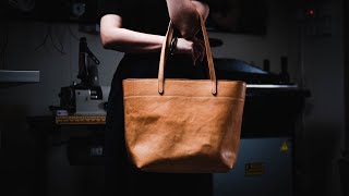 Making a Zipper Leather Tote Bag  Leather Craft ASMR [upl. by Danica]