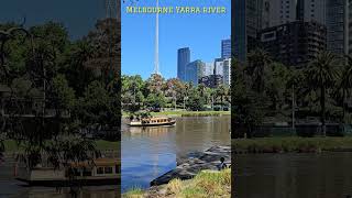 Boats on the Yarra River amp Art Centre Spire Melbourne Walking Tour boat river views melbourne 4K [upl. by Vezza457]