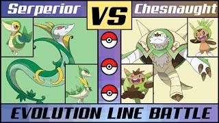 SERPERIOR vs CHESNAUGHT Evolution Line Battle Pokémon SunMoon [upl. by Retseh]