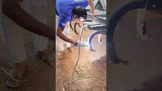 Technique of moving the Kyaari by using a tiller in the field welding work [upl. by Halona319]