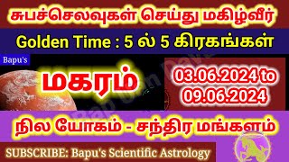 மகரம்  பொன்னான வாரம்  Makaram  Golden Time June 2024 first week 03rd to 09th June 2024  Bapus [upl. by Zebadiah337]