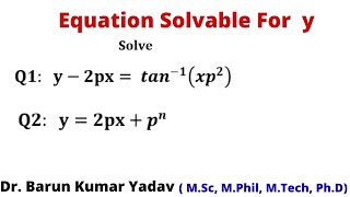 Equation solvable for y in Hindi  first order and higher degree  part 3 [upl. by Alverta]