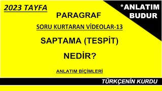 Paragraf  Saptama Nedir  Anlatım Biçimleri  Düşünceyi Geliştirme Yolları  Tespit Nedir [upl. by Eelah]