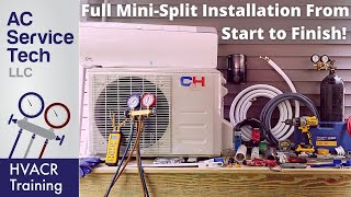 Full Installation of Mini Split Ductless Unit Step by Step [upl. by Chaker]