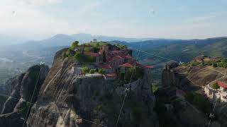 Aerial views highlight Holy Monastery of the Great Meteoron Transfiguration of the Saviour an [upl. by Llesram]