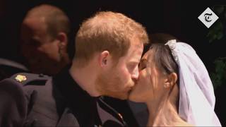 Royal Wedding The first kiss between Prince Harry and the Duchess of Sussex [upl. by Lepp]