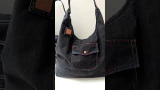 Juoda hobo džinsinė rankinė liela džinsa soma suur teksakott denim hobo bag praktiška dovana [upl. by Yornek]