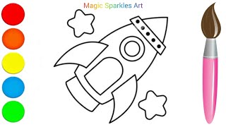 How to Draw a Rocket  Easy amp Simple Drawing [upl. by Nalo775]