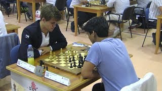 SICILIAN CANALSOKOLSKY OPENING MAGNUS CARLSEN VS PENTALA HARIKRISHNA  BLITZ CHESS 2014 [upl. by Yclehc]