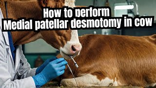 How to perform Medial petallar desmotomy in cow  upper fixation of patella [upl. by Hayse111]