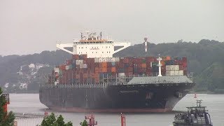 10000 TEU Container Ship SEASPAN YANGTZE on Elbe River inbound into Hamburg Germany [upl. by Nyrrat]