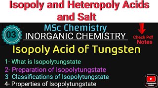 Isopoly Acid of Tungsten  Structure Properties amp Classification •MSc Chemistry• Its Chemistry time [upl. by Jenni693]