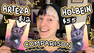 Can BUDGET acrylic gouache keep up with EXPENSIVE ✦ Arteza vs Holbein Comparison amp Review [upl. by Mathis]