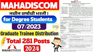 🔴MAHADISCOM Graduate Trainee Electrical Recruitment 2024  MSEDCL Graduate Trainee Distribution [upl. by Tobias]