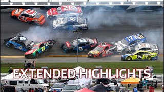 Big wrecks wild finish and a surprise winner Daytona 500  Extended Highlights [upl. by Swayder415]