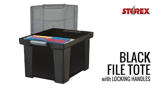 Storage File Tote with Locking Handles Black [upl. by Kensell]