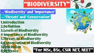 Biodiversity  Threats to biodiversity  Levels of biodiversity [upl. by Ahser]