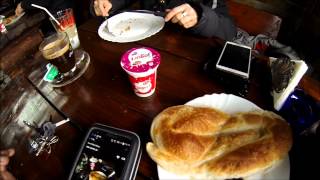 gopro236237238 eating burek with stuff young beef in Brcko Bosnia [upl. by Llenehs]