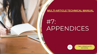 MultiArticle Technical Manual Series 7 Appendices [upl. by Olva]