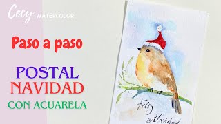 Tarjeta de Navidad con acuarela [upl. by Tevis844]