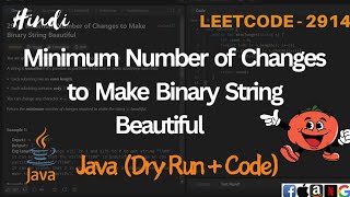 2914 Minimum Number of Changes to Make Binary String Beautiful  LeetCode 2914 Explained in Java [upl. by Annatsirhc100]