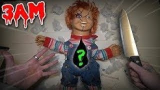 SCARY CUTTING OPEN HAUNTED CHUCKY DOLL AT 3AM WHATS INSIDE HAUNTED DOLL [upl. by Zzabahs986]